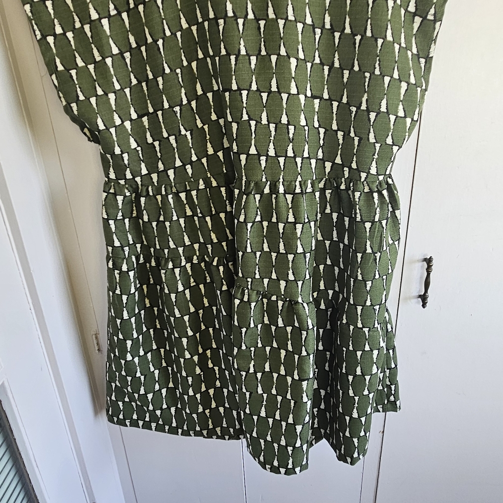 52seven Green Cap Sleeved V Neck Patterned Women's Short Dress Size 1X - Picture 7 of 7